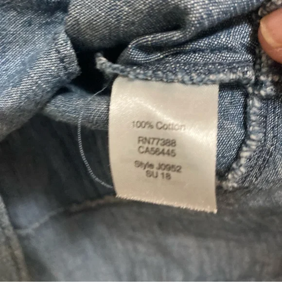 J. Crew Women’s Dress Faux-Wrap Blue Midi Demin A-Line V Neck Tie Sleeve Size 8 - Picture 10 of 16